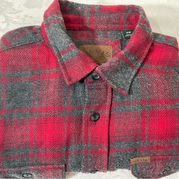 Orvis Other - Orvis Shirt Mens Medium Heavyweight Plaid Flannel shirt Shacket Jacket Red